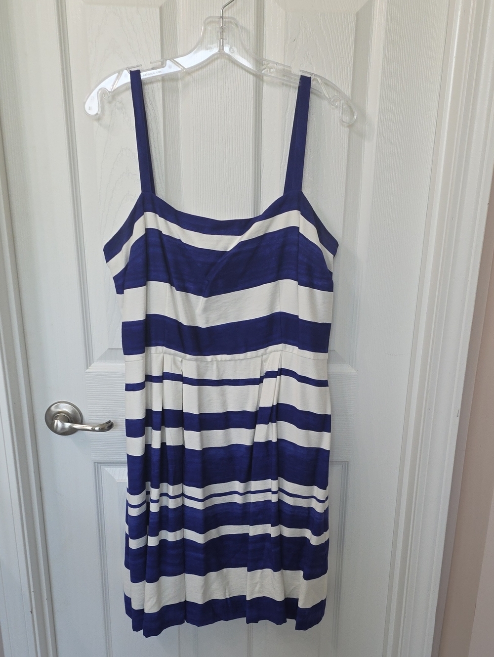 LOFT Blue and White Striped Midi Sundress